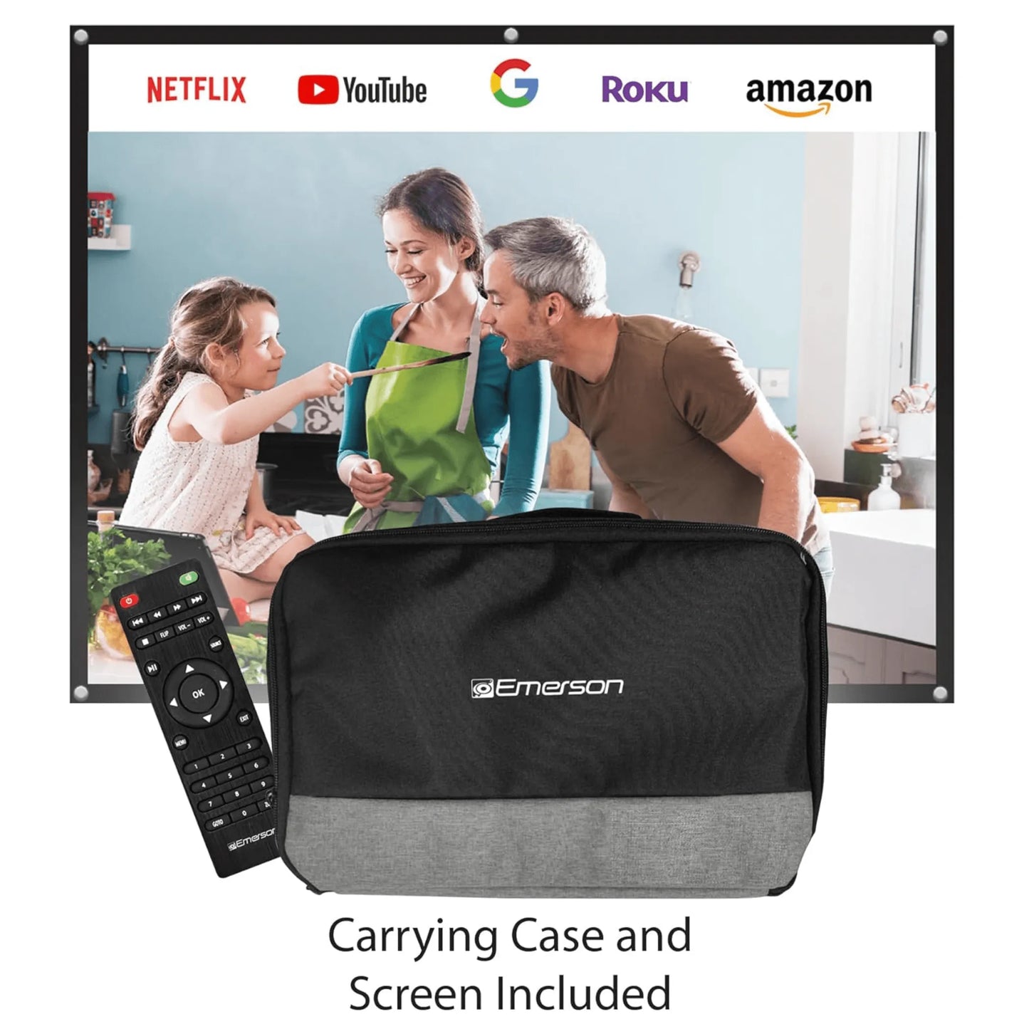 Emerson Portable Projector with Portable Screen and Carry Case Emerson