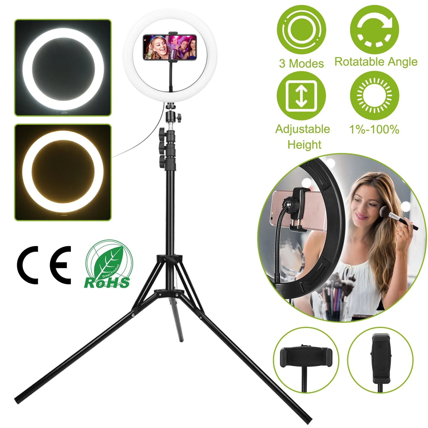 Linx 10" Dimmable LED Ring Light with Tripod and Phone Holder Linx Group