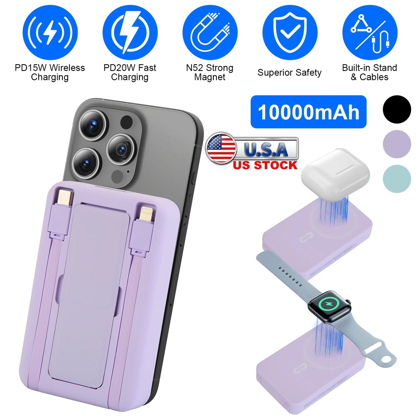 PA 3-in-1 10000mAh MagSafe Fast Charging Power Bank Linx Group