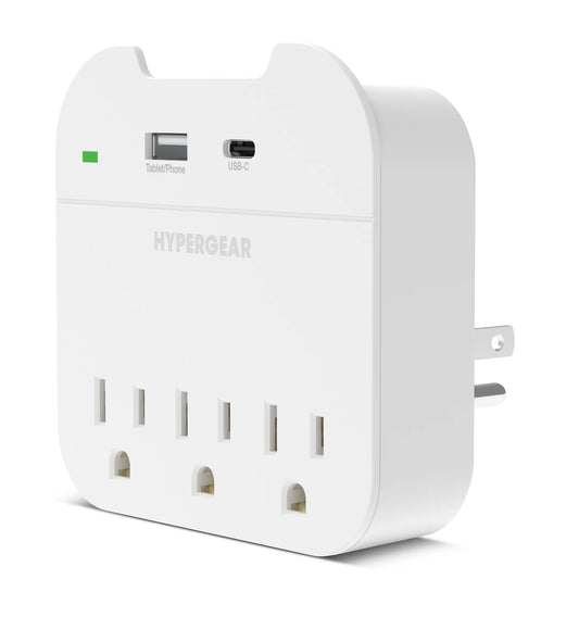 HyperGear Multi Plug 5 Outlet Extender with USB-C & USB Ports Hypercel