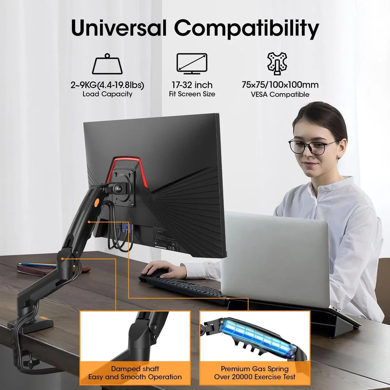 Rehisk Single Monitor Mount for 15-32 Inch Screens - F80-4