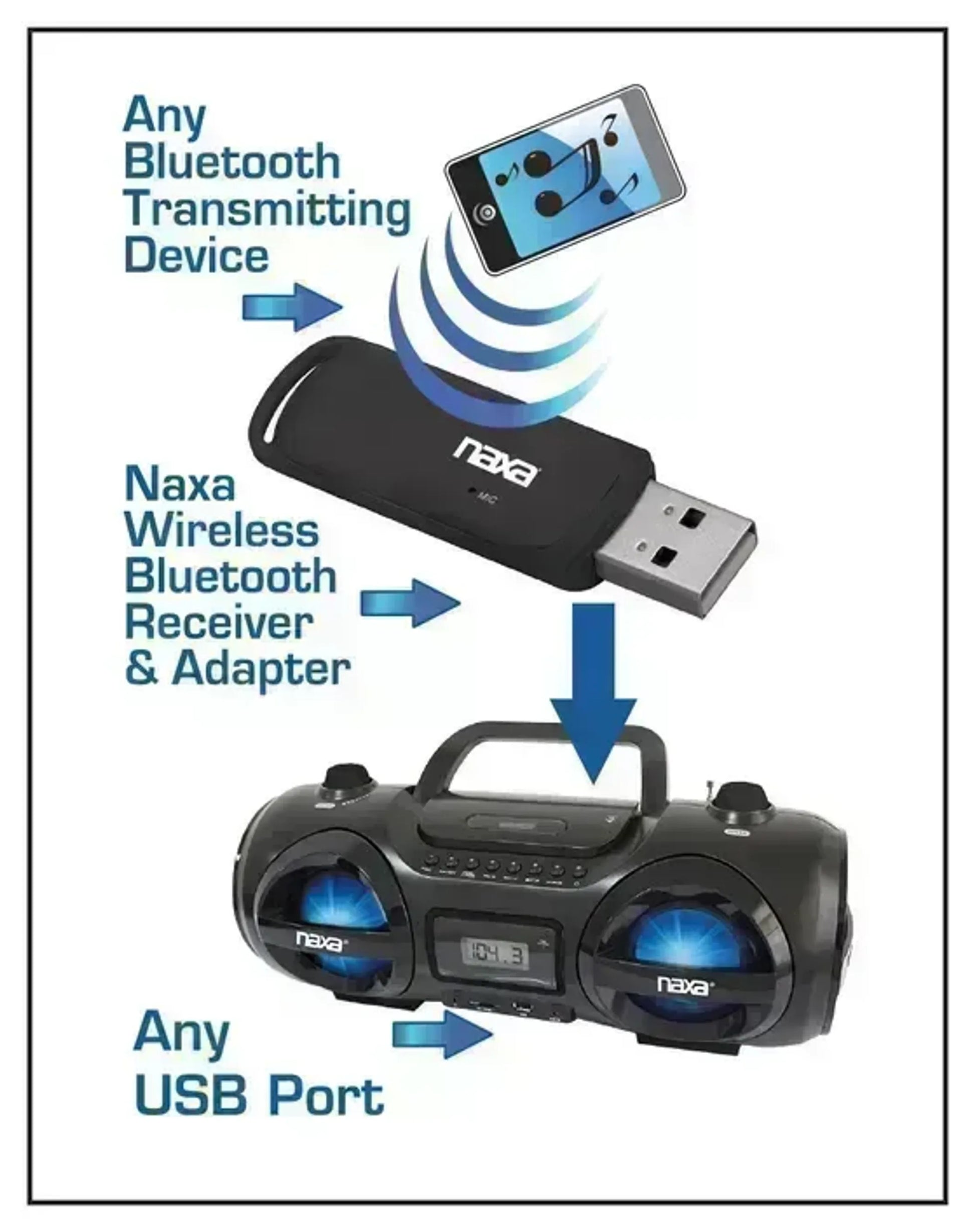 Naxa Electronics Wireless Bluetooth USB Audio Adapter Naxa Electronics