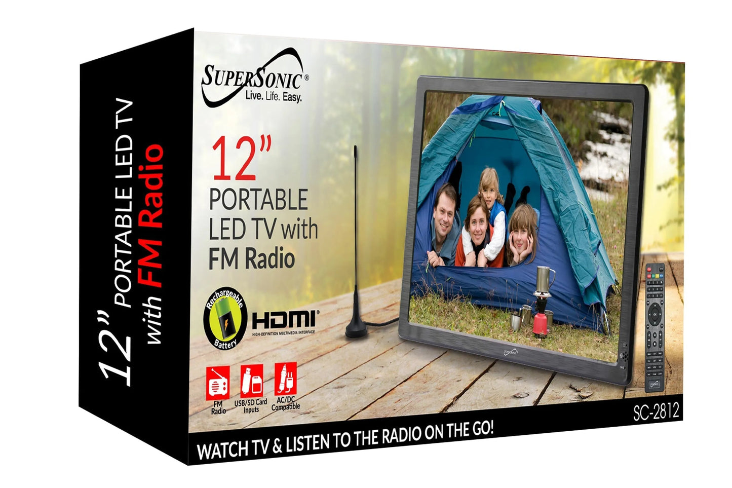 Supersonic 12" Portable Digital LED TV with USB & SD Inputs Supersonic