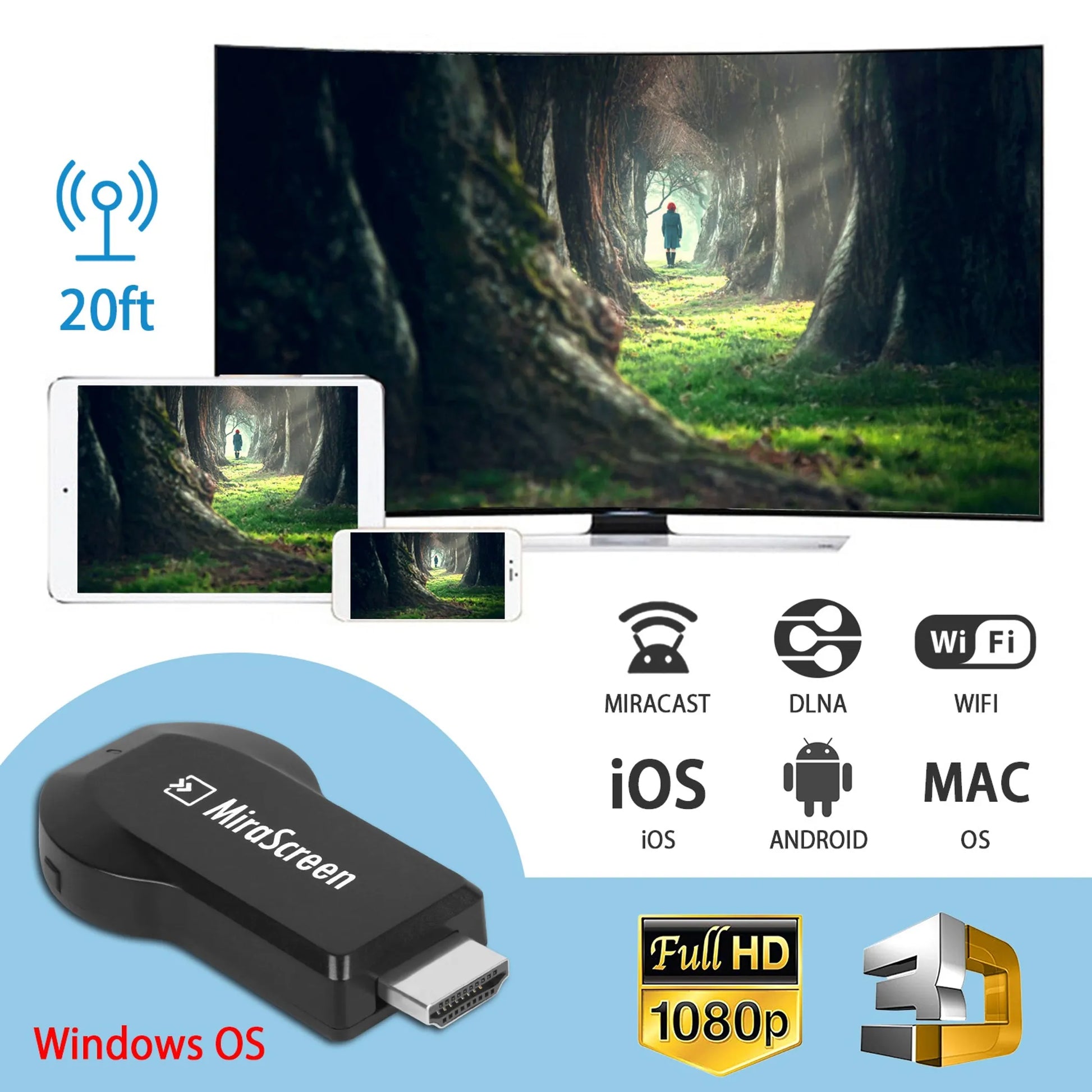 MiraScreen 1080P Wireless Display Adapter (Miracast/AirPlay) Linx Group