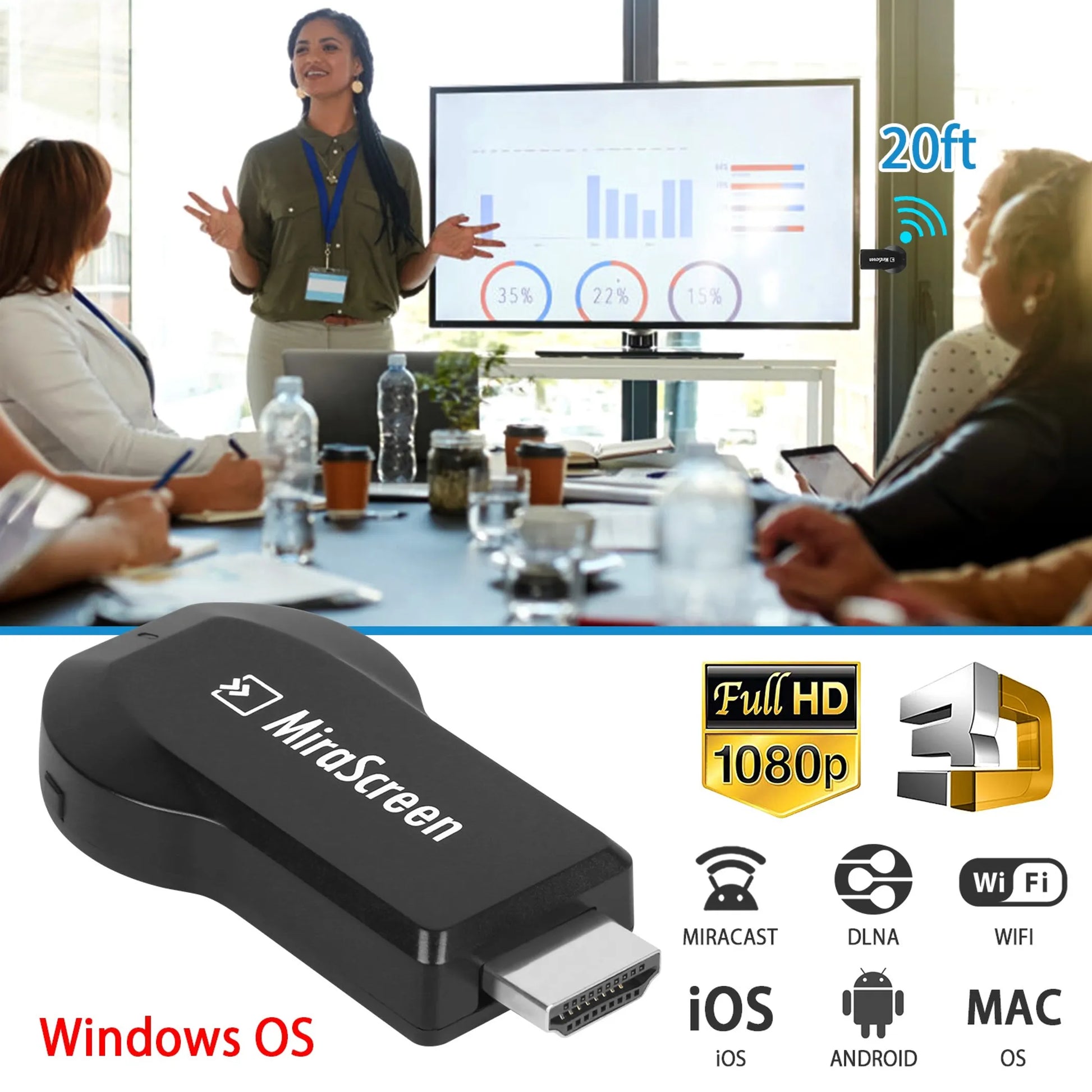 MiraScreen 1080P Wireless Display Adapter (Miracast/AirPlay) Linx Group