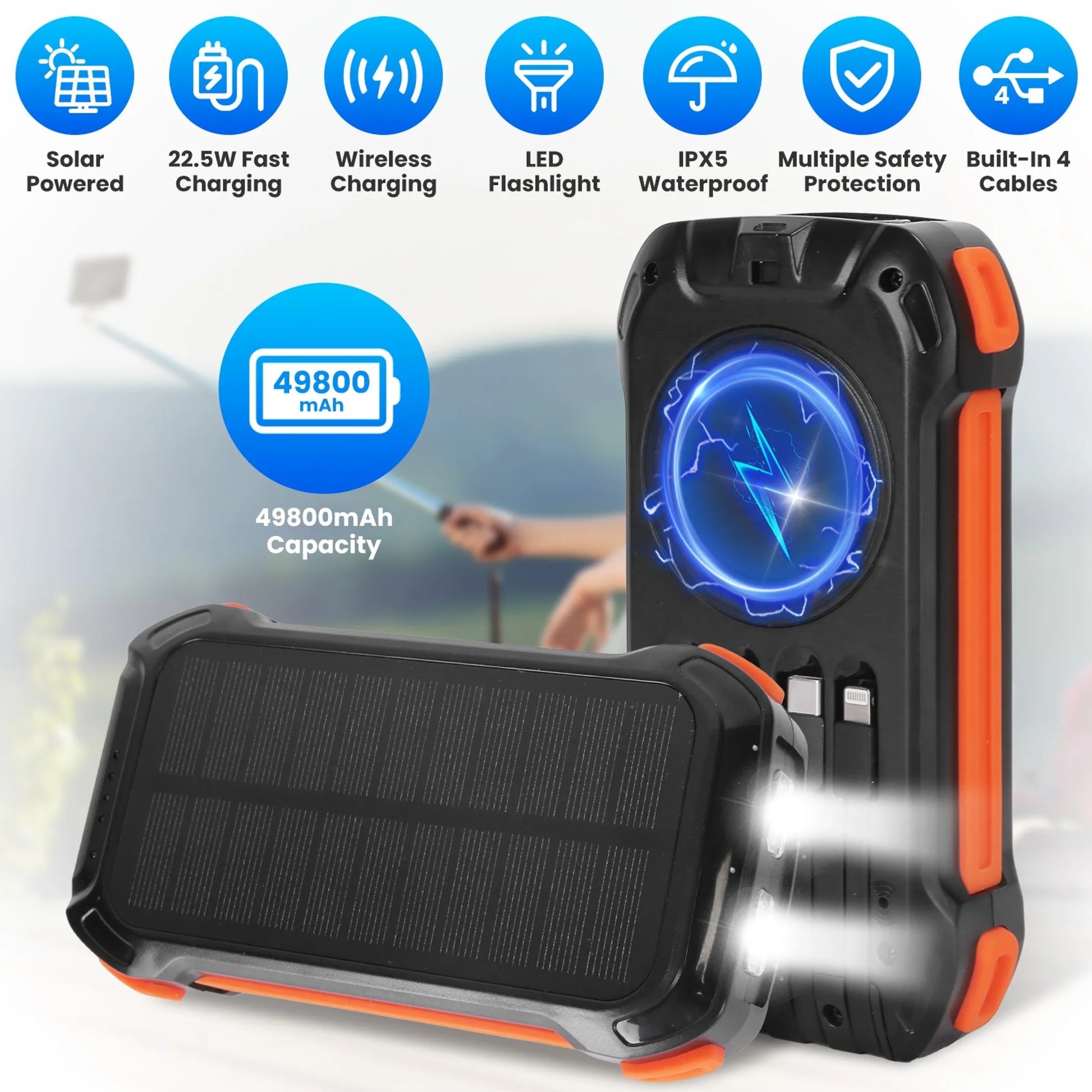 Linx Group 49800mAh Rugged Solar Power Bank with Wireless Charging Linx Group