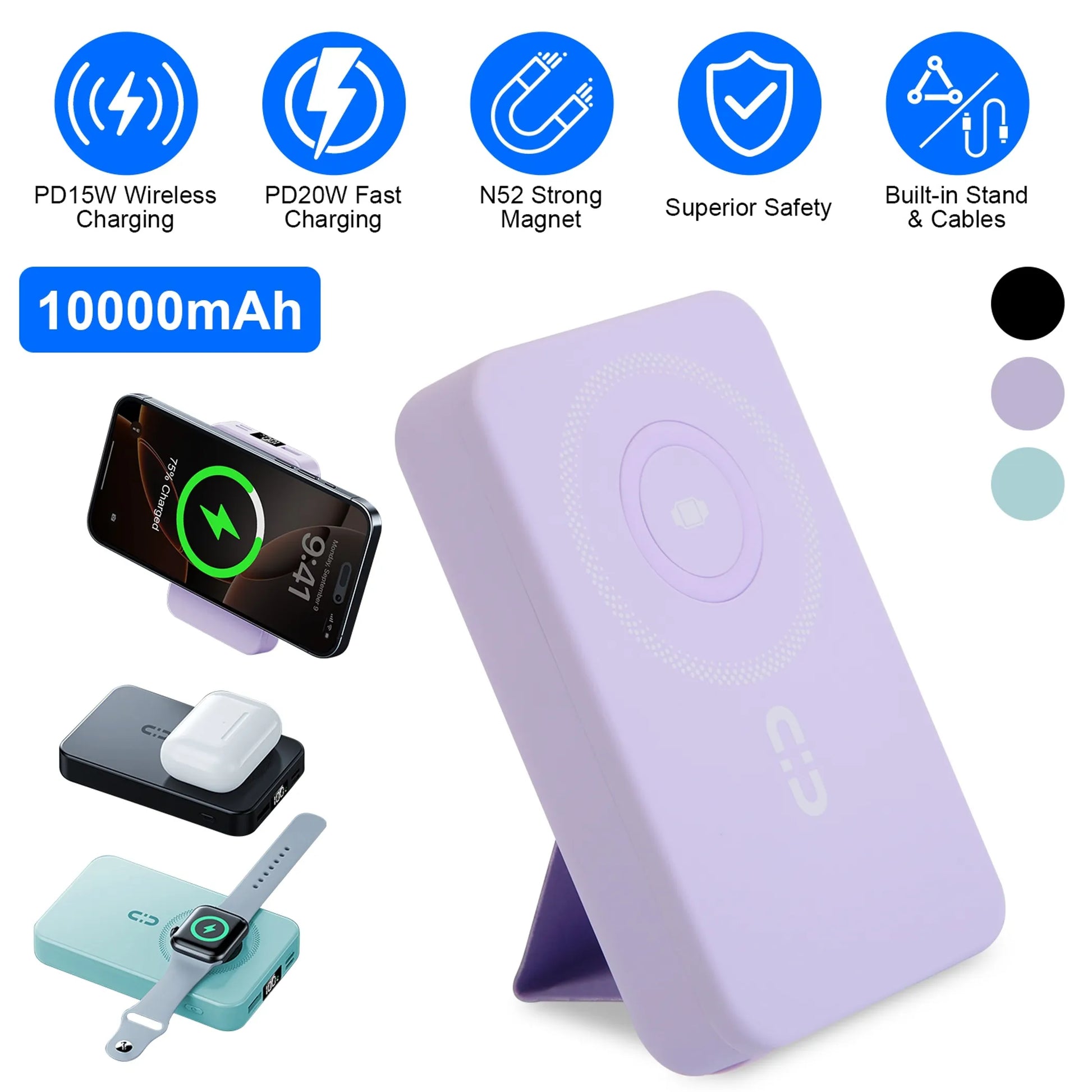 PA 3-in-1 10000mAh MagSafe Fast Charging Power Bank Linx Group