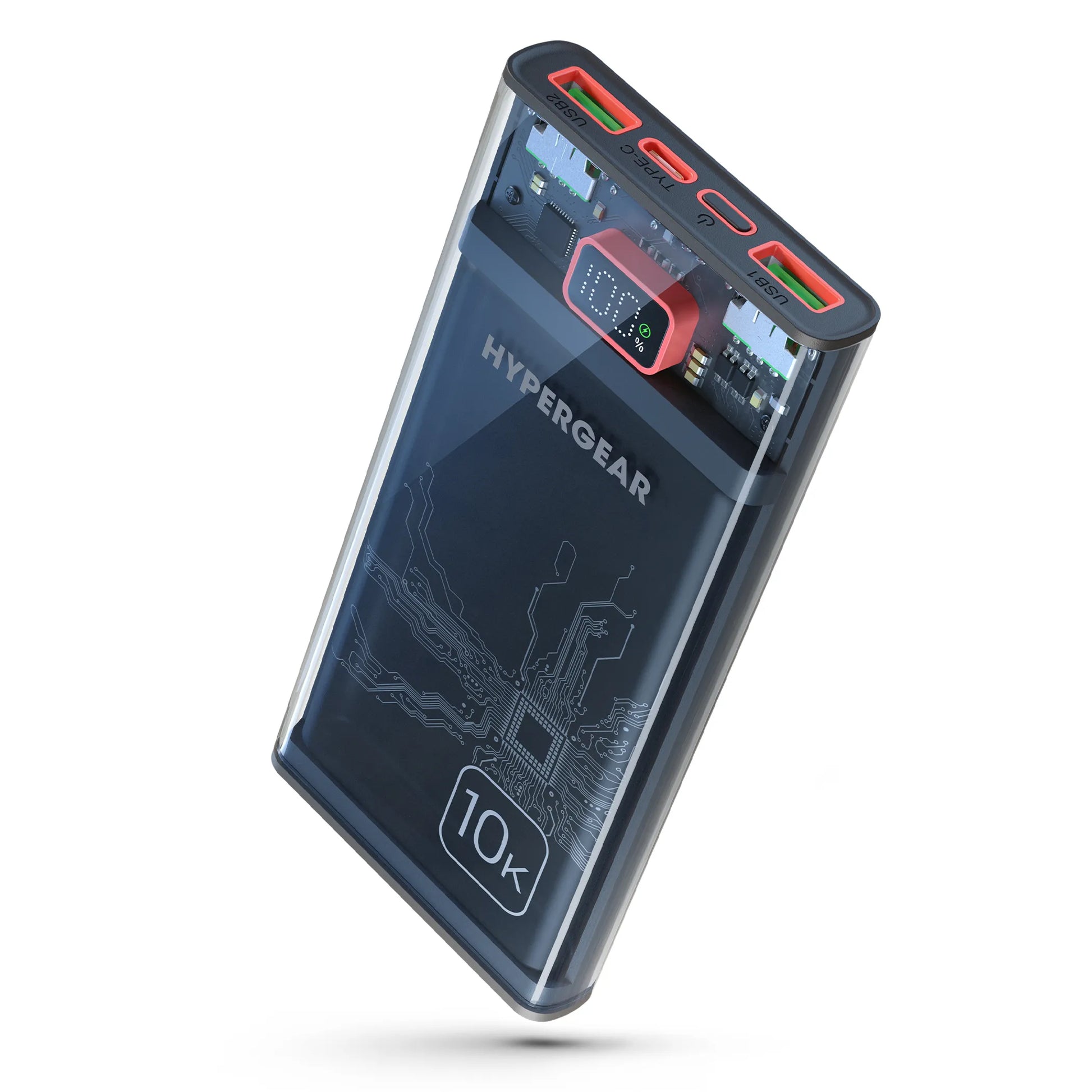 HyperGear 10,000mAh ClearCharge Transparent Fast Charge Power Bank Hypercel