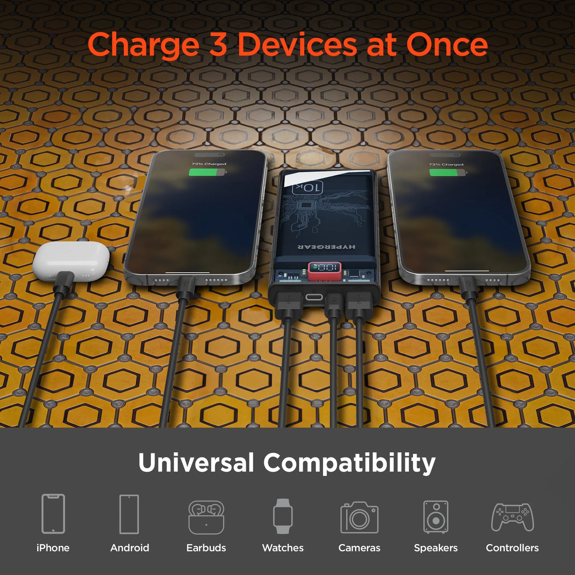 HyperGear 10,000mAh ClearCharge Transparent Fast Charge Power Bank Hypercel