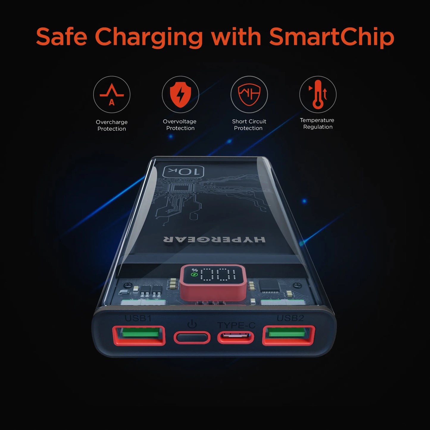 HyperGear 10,000mAh ClearCharge Transparent Fast Charge Power Bank Hypercel