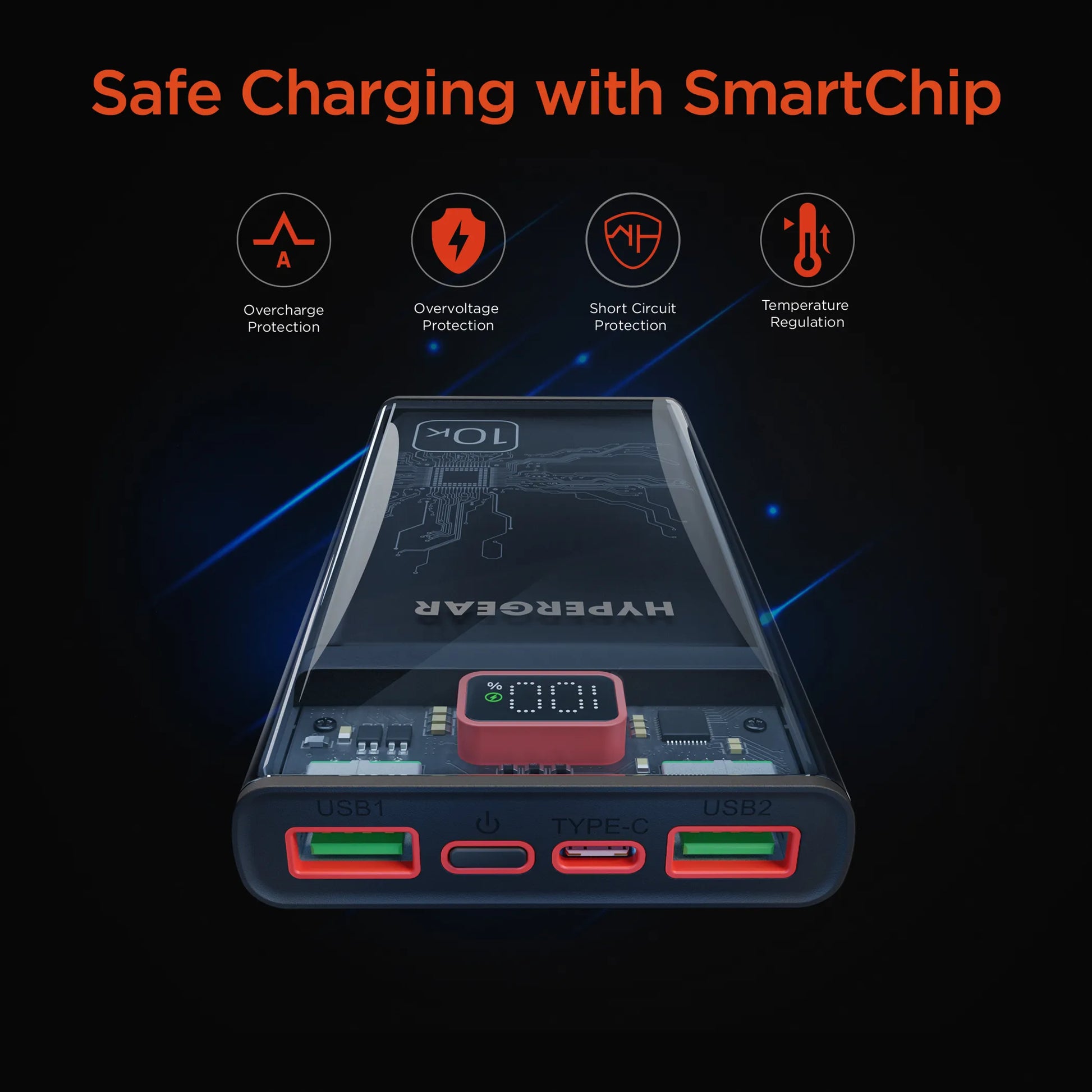 HyperGear 10,000mAh ClearCharge Transparent Fast Charge Power Bank Hypercel