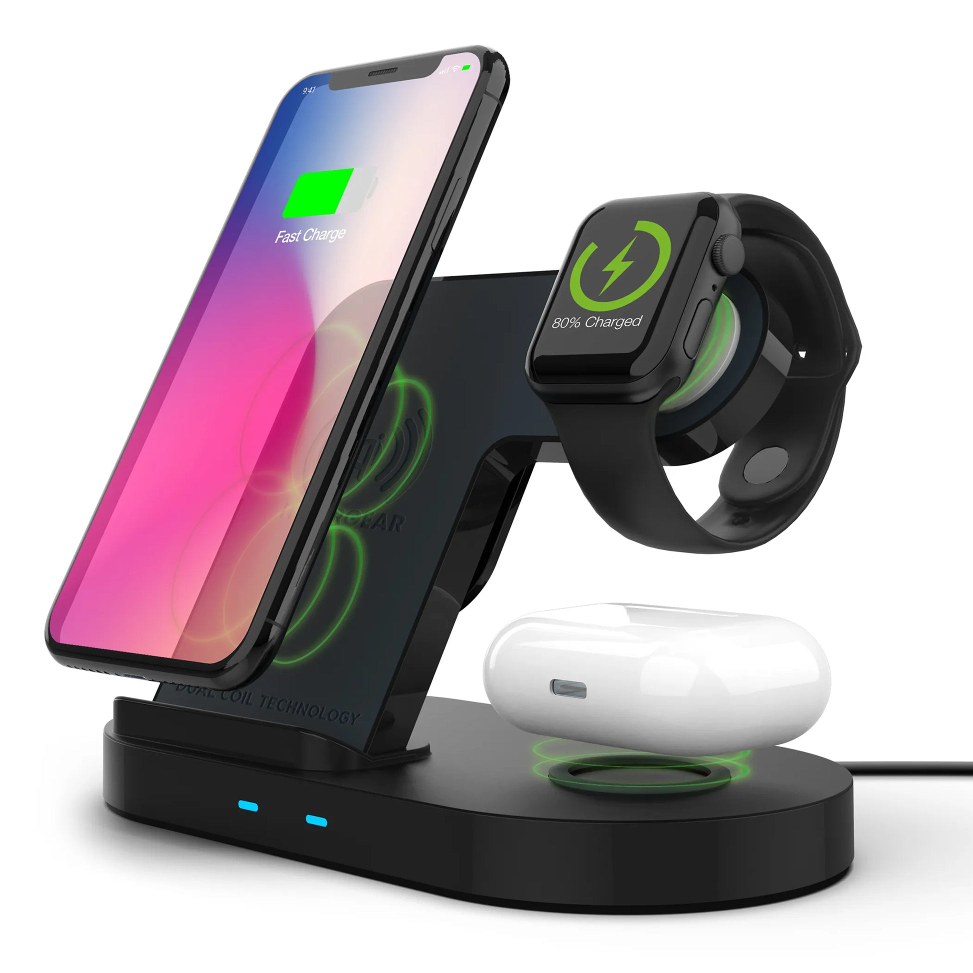 Hypergear 3-in-1 Wireless Charging Dock, Qi Fast Charge Stand Hypercel Corporation