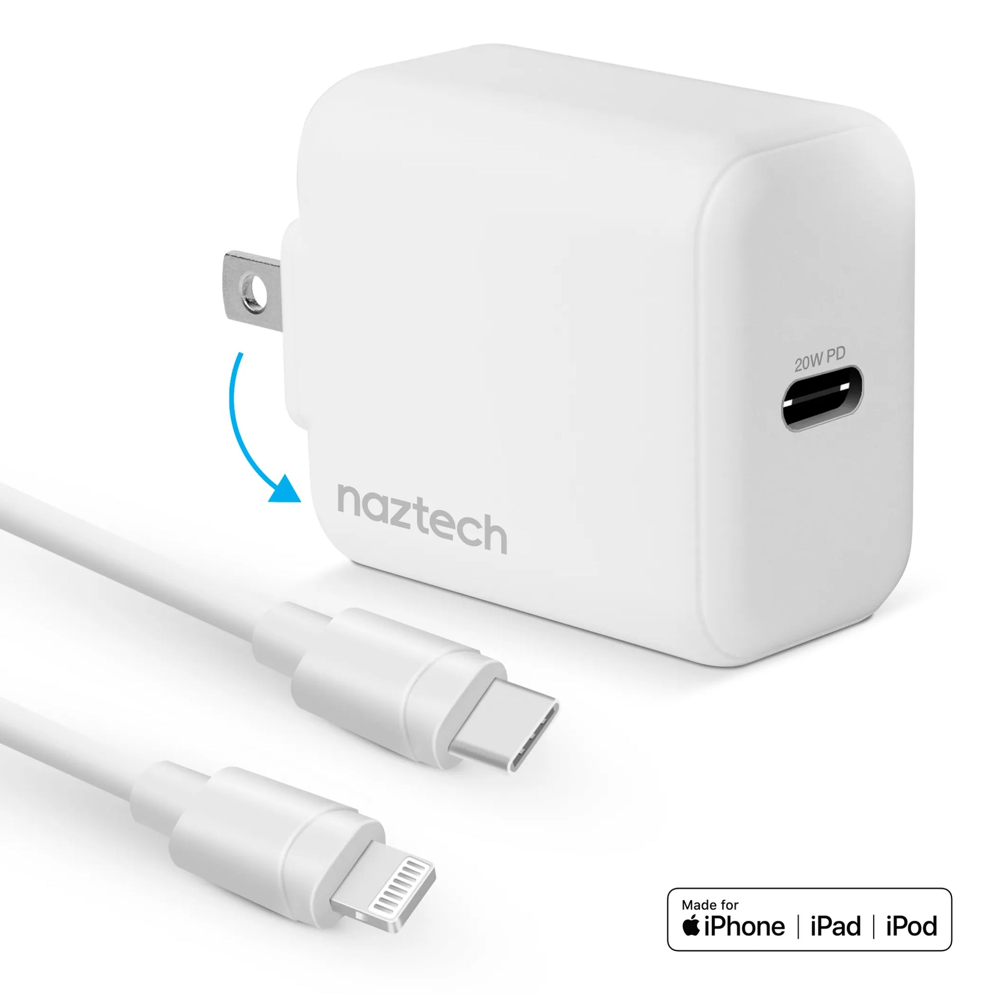 Naztech 20W USB-C PD Wall Charger with 4ft USB-C to Lightning Cable Hypercel Corporation