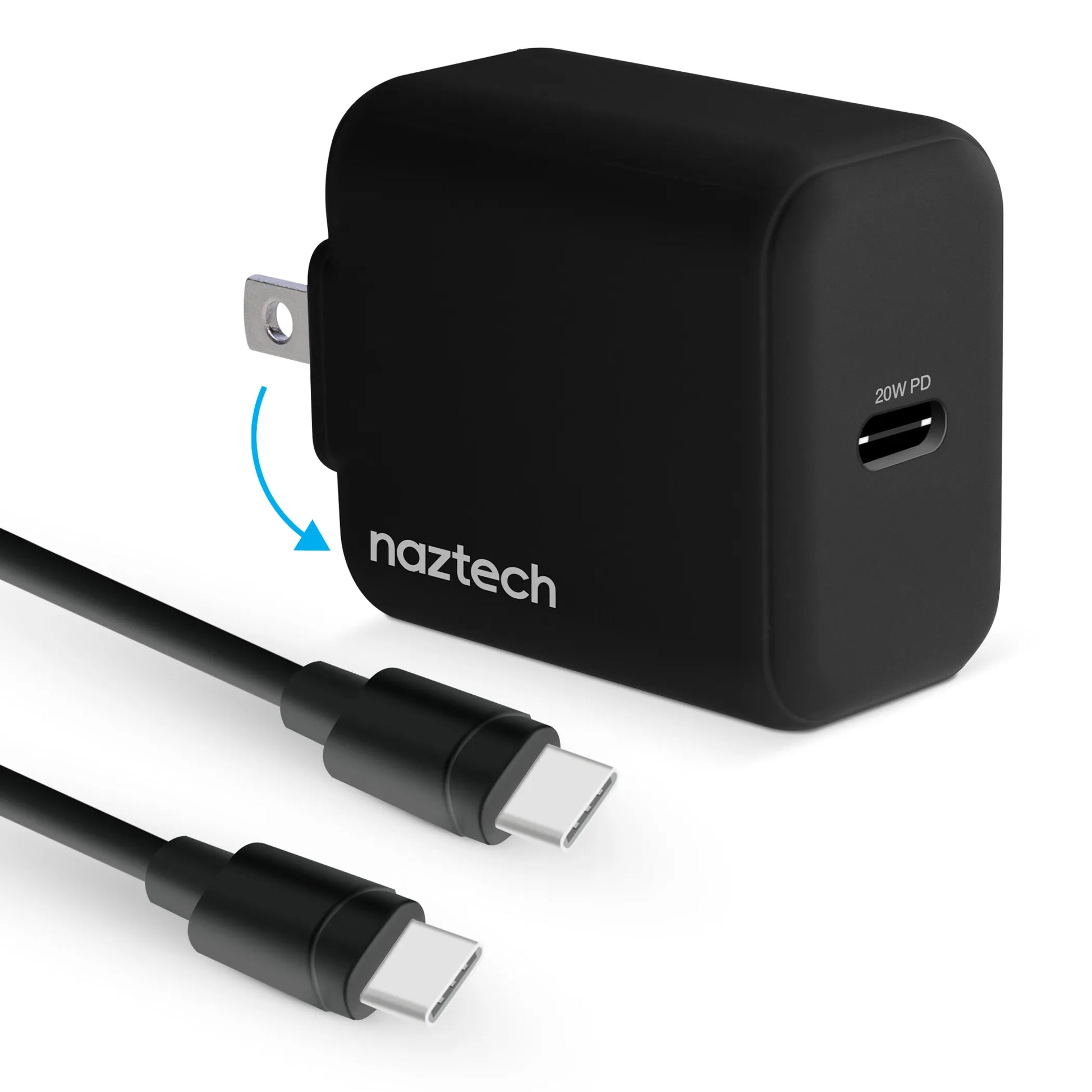 Naztech 20W USB-C PD Wall Charger with 4ft USB-C to USB-C Cable Hypercel Corporation
