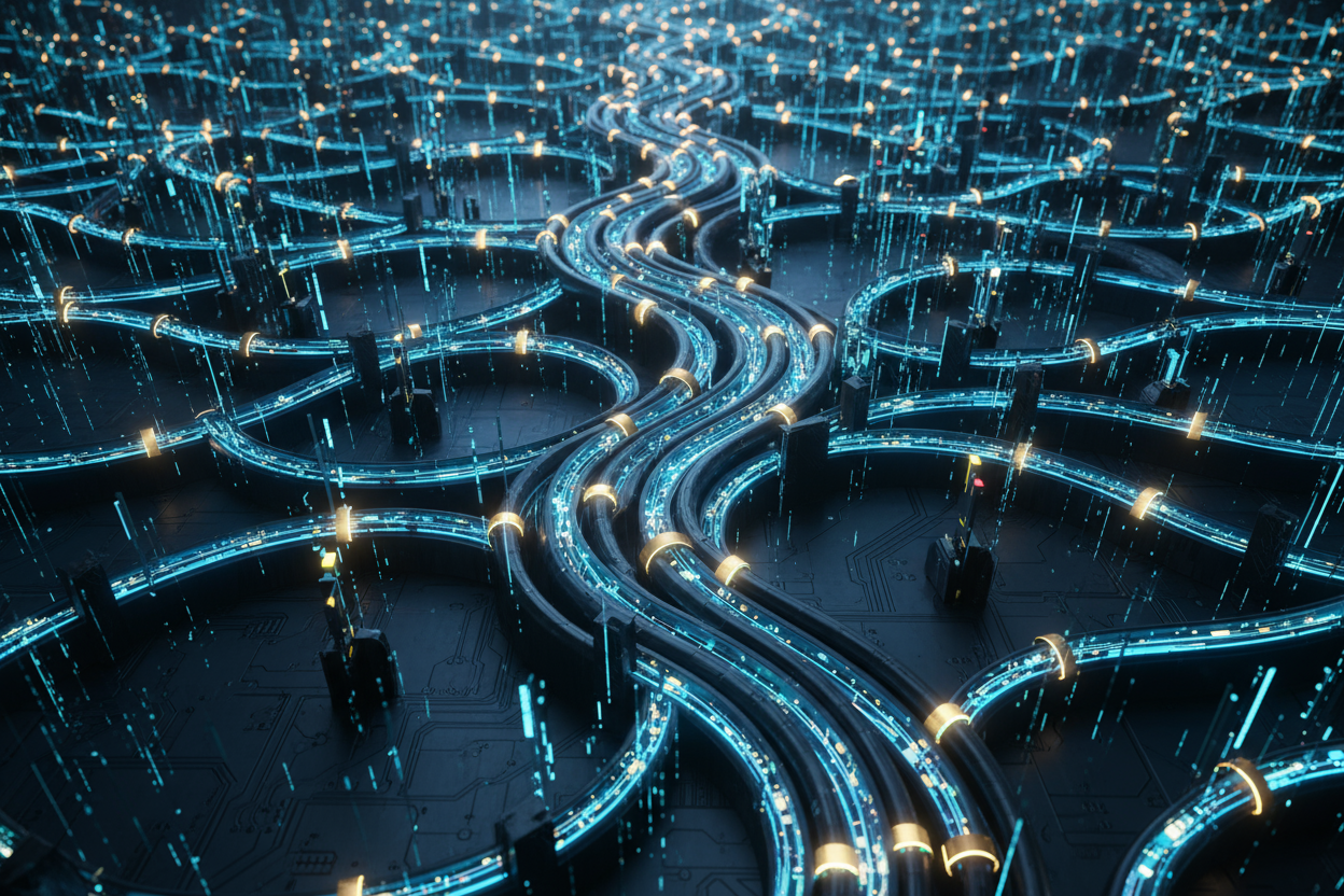 Neon studio with monitors and speakers — audio and visual tech banner for Username Digital.